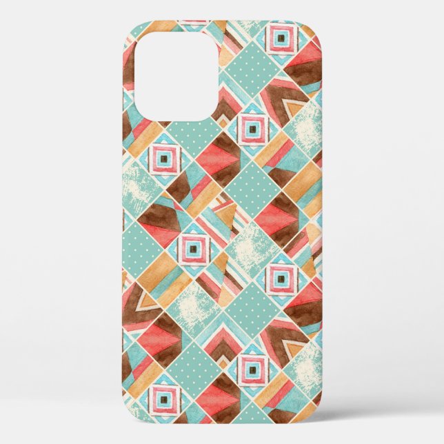 Aquarellplatz, geometrischer Hintergrund mit Flick Case-Mate iPhone Hülle (Rückseite)