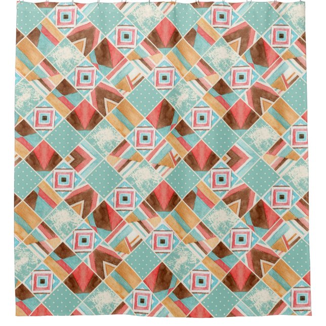 Aquarellplatz, geometrischer Hintergrund mit Flick Duschvorhang (Vorderseite)