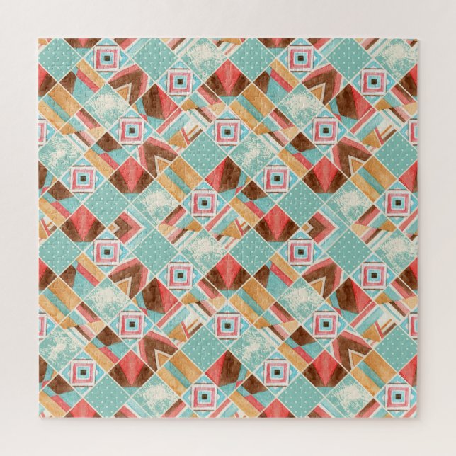 Aquarellplatz, geometrischer Hintergrund mit Flick Puzzle (Vertikal)