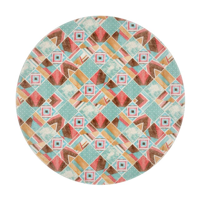 Aquarellplatz, geometrischer Hintergrund mit Flick Schneidebrett (Vorderseite)