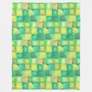 Aquarellplätze Muster grün + Ihre Ideen Fleecedecke