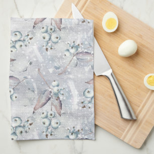 Aquarellpoinsettia, Beeren, Schnee, Küche Geschirrtuch