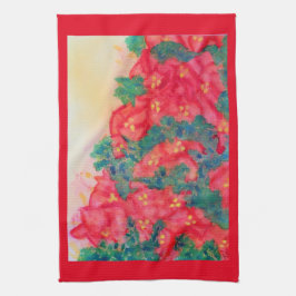 Aquarellpoinsettia Swag im Weihnachtsbaum Handtuch