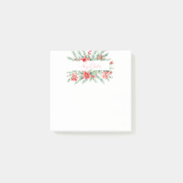 Aquarellpoinsettia und Grünpflanzen Weihnachten Post-it Klebezettel