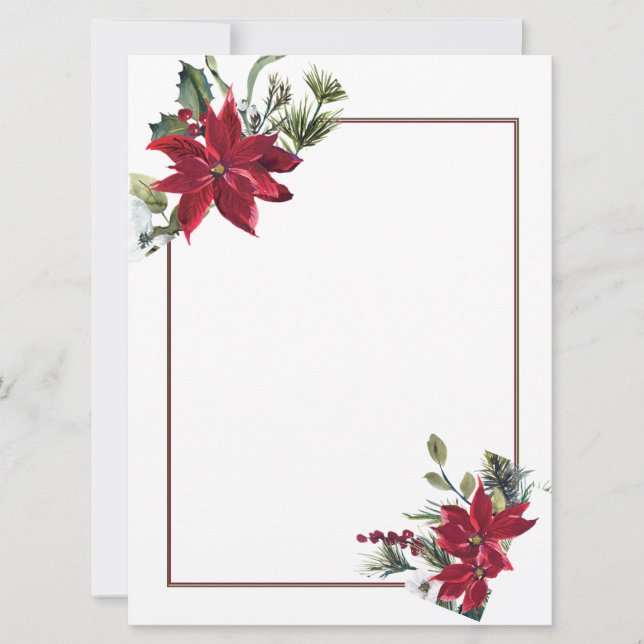 Aquarellpoinsettia Weihnachtsleerpapier Feiertagskarte (Vorderseite)