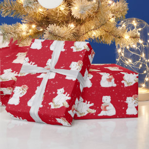 Aquarellpolare Bären in Schneeflocken Geschenkpapier