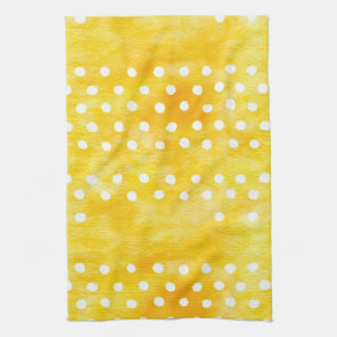 Aquarellpolka Dot - Gelb und Weiß erdig (1) Geschirrtuch