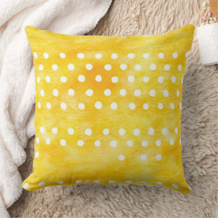 Aquarellpolka Dot - Gelb und Weiß erdig (1) Kissen