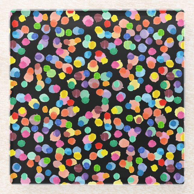 Aquarellpolka Dot, Osterhintergrund. Glasuntersetzer (Vorderseite)