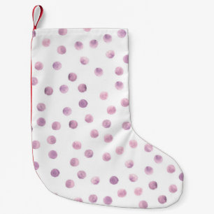 Aquarellpolka Punkte, rosa geometrischer Hintergru Kleiner Weihnachtsstrumpf