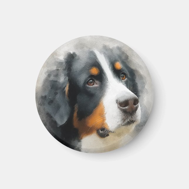 Aquarellporträt Berner Sennenhund Magnet (Vorne)