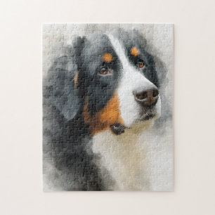 Aquarellporträt Berner Sennenhund Puzzle