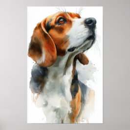 Aquarellporträt eines Beagle Poster