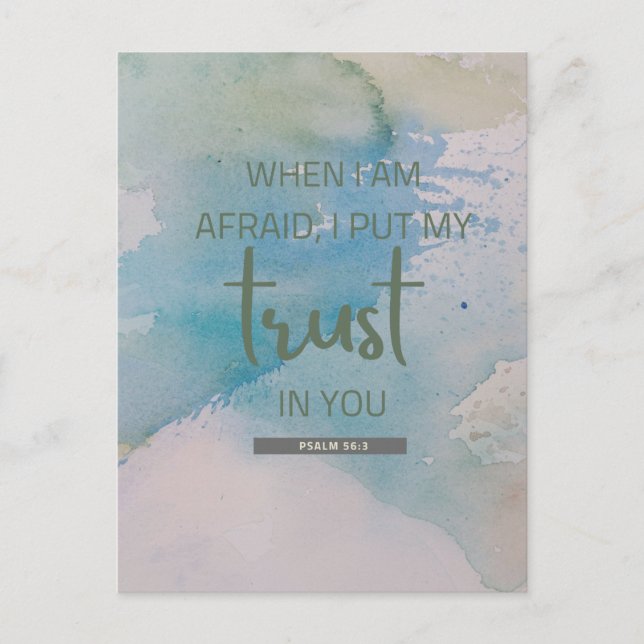 Aquarellpsalm 56:3 postkarte (Vorderseite)