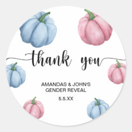 Aquarellpumkin Danke für die Gender-Enthüllung Runder Aufkleber