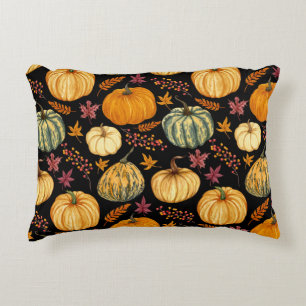 Aquarellpumpen: Herbst Nahtloses Muster. Dekokissen