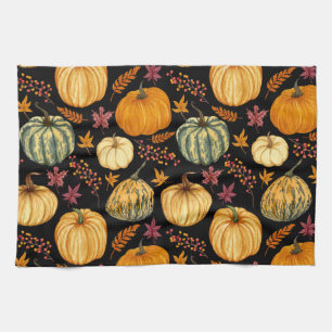 Aquarellpumpen: Herbst Nahtloses Muster. Geschirrtuch