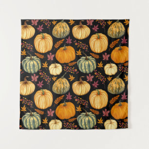 Aquarellpumpen: Herbst Nahtloses Muster. Wandteppich