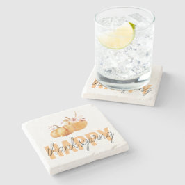 Aquarellpumpen & Orange Happy Thanksgiving Steinuntersetzer