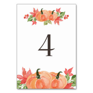 Aquarellpumpen und Ahornleaf-Swags Tabelle 4 Tischnummer