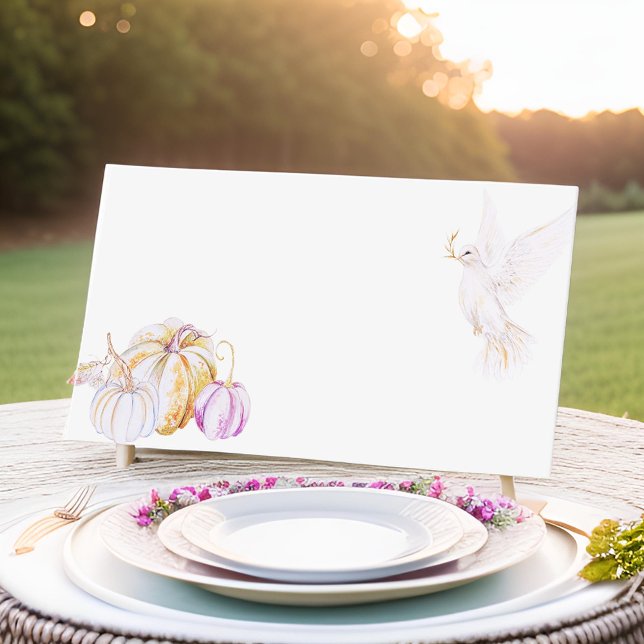 Aquarellpumpen und Weißtauben-Erntedank Platzkarte (Von Creator hochgeladen)