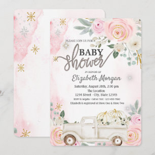 Aquarellpumpenwagen, Blume Kinderschuh Einladung