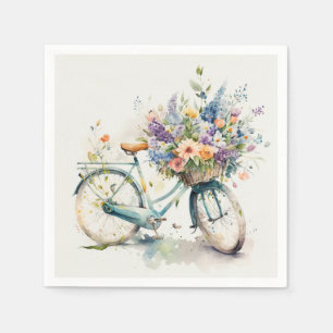 Aquarellrad mit Blume-Korb Serviette