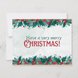 Aquarellrahmen von Beeren und Grünpflanzen Weihnac Feiertagskarte