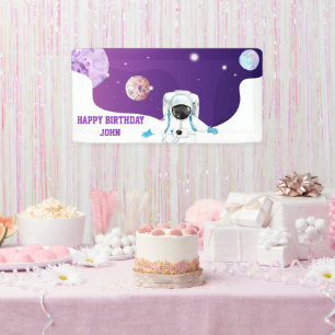 Aquarellraum Galaxy Astronaut Geburtstag Banner