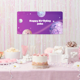 Aquarellraum Galaxy Astronaut Geburtstag Banner