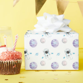 Aquarellraum Galaxy Astronaut Geschenkpapier