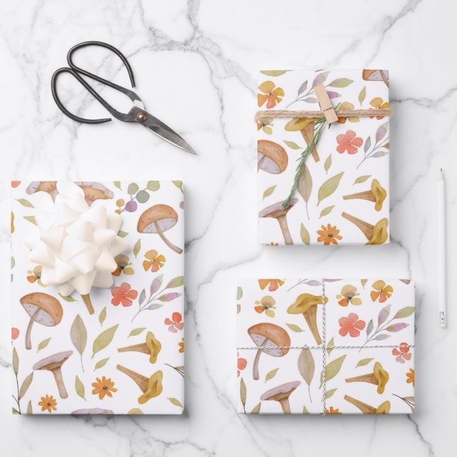 Aquarellräume und Blume Geschenkpapier Set (Vorderseite)