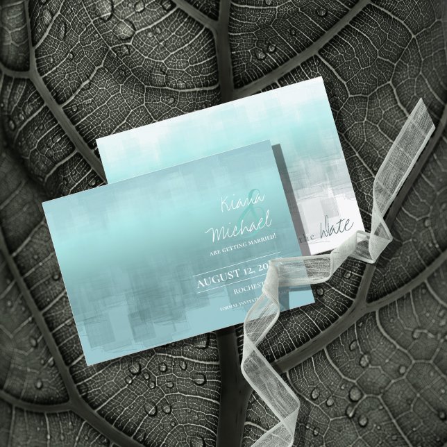 Aquarellreflektionen Hochzeit Aquamarin ID774 Save The Date (Von Creator hochgeladen)