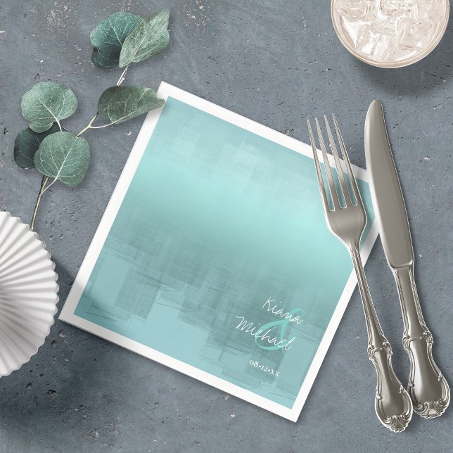 Aquarellreflektionen Hochzeit Aquamarin ID774 Serviette (Von Creator hochgeladen)
