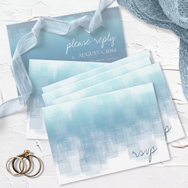 Aquarellreflektionen Hochzeit Dusty Blue ID774 RSVP Karte (Von Creator hochgeladen)