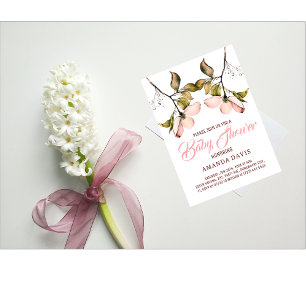 Aquarellrosa Blühendes Dogwood   Babydusche Einladung