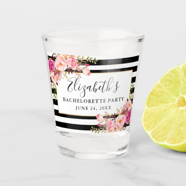 Aquarellrosa Junggeselinnen-Abschied Schnapsglas (Vorderseite)