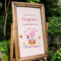 Aquarellrosa Kindergeburtstag Willkommen