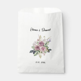 Aquarellrosa Lavendel Rose Schwarzes Kleid Hochzei Geschenktütchen