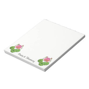 Aquarellrosa Lotus mit Buds & Blätter Notizblock