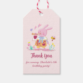 Aquarellrosa Osterhase im Garten Geschenkanhänger