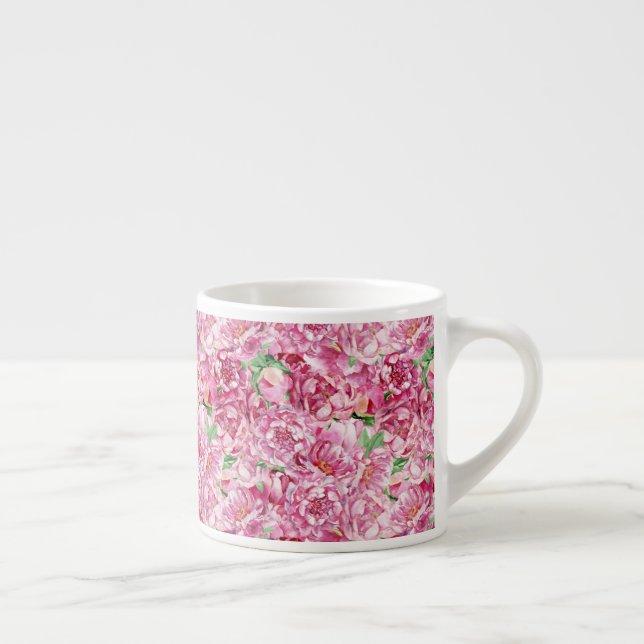 Aquarellrosa-Peonies Espressotasse (Rechts)