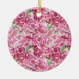 Aquarellrosa-Peonies Keramik Ornament