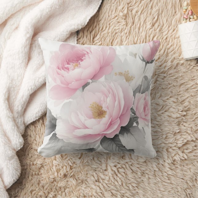Aquarellrosa-Peonies Kissen (Decke)