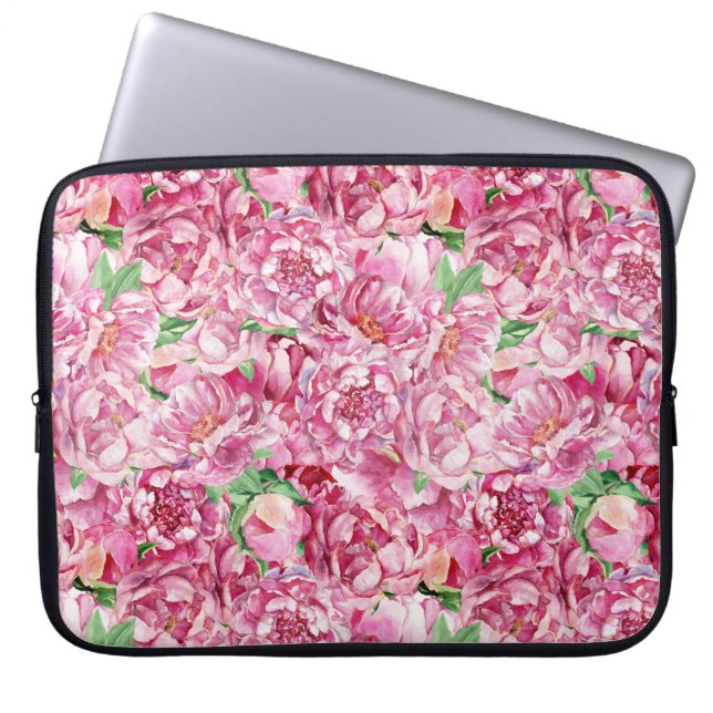 Aquarellrosa-Peonies Laptopschutzhülle (Vorderseite)