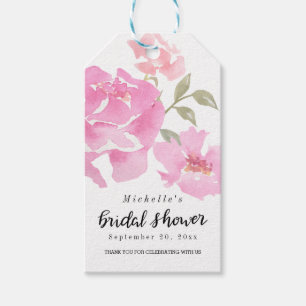 Aquarellrosa-Peonies Skript-Brautparty Geschenkanhänger