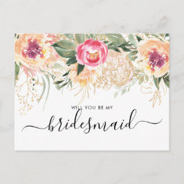 Aquarellrosa-Peonies werden Sie meine Bridesmaid s Postkarte