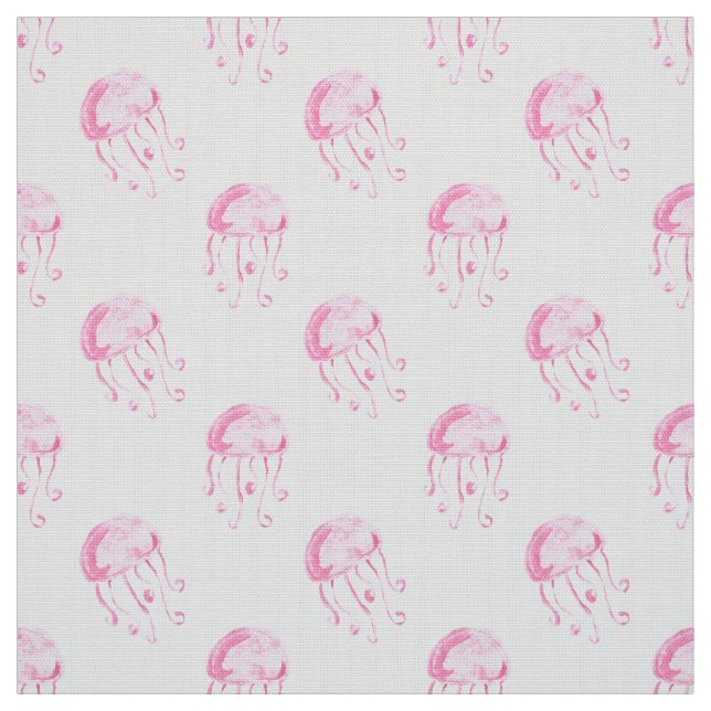 Aquarellrosa-Qualle-Stranddesign Stoff (Muster)