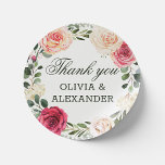 Aquarellrosa Rosen. Blumenhochzeit vielen Dank Runder Aufkleber<br><div class="desc">Elegantes Aquarell floral bedanken Sie sich beim Aufkleber mit rosa blütigen Rose für die botanische Hochzeit im Sommergarten. Bitte kontaktieren Sie mich,  wenn Sie weitere Informationen benötigen.</div>
