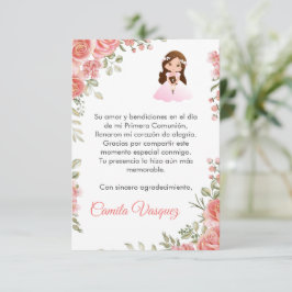 Aquarellrosa Rosen Niedlich Erste Kommune Dankeskarte